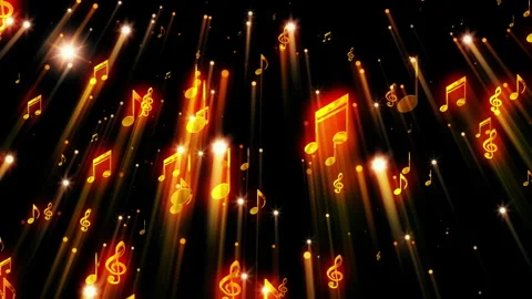 Music Notes Gold Rays Background Looped Video Stock Footage 147669640