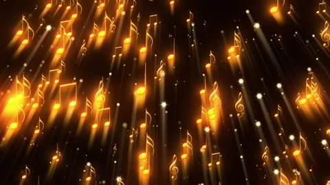 Music Notes Gold Rays Looped Video Stock Footage 148139311