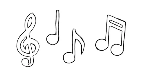 Music Notes Hand Drawn Animation Loop Wh... | Stock Video | Pond5