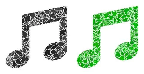Music Notes Icon Botany Composition of Floral Elements 스톡 일러스트