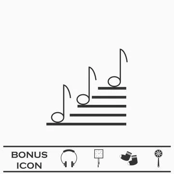 Music notes icon flat. Stock Illustration