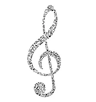 Music notes icon, musical key signs, treble clef Stock Illustration