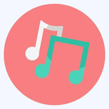 Music Notes Icon in trendy flat style isolated on soft blue background Illustrazione stock