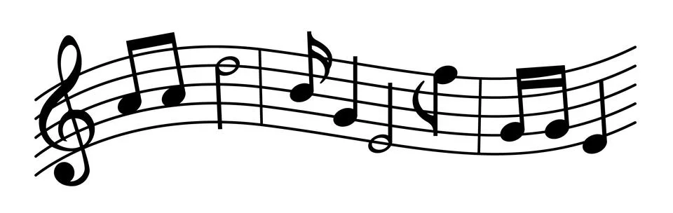 Music notes icon, vector sheet music, musical notes melody, staff treble clef Illustrazione stock