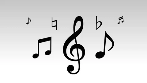 Music Notes Icon Wiggle Animation on White Background Stock Footage 161452236