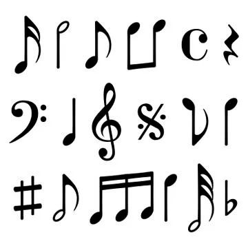 Music notes icons set isolated on white background. Vector illustration 스톡 일러스트