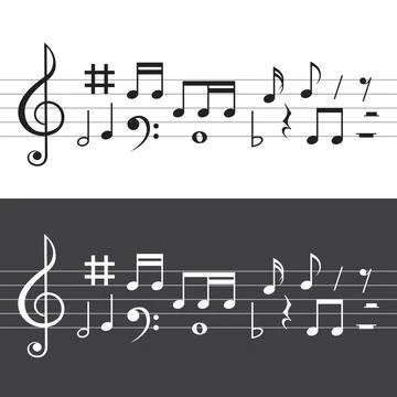 Music notes light and dark set Stock Illustration