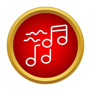 Music notes line icon on red button Stock Illustration