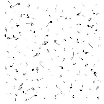 Music notes. Mensural musical notation. Black notes symbols.  Music staff. Stock-Illustration