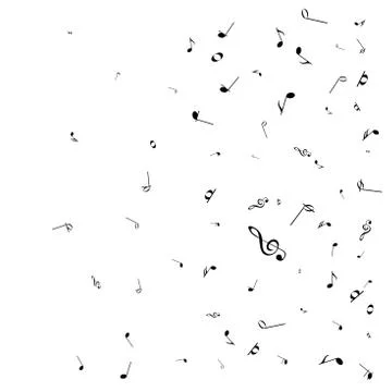 Music notes. Mensural musical notation. Black notes symbols.  Music staff. Stock Illustration