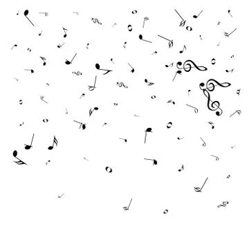 Music notes. Mensural musical notation. Black notes symbols.  Music staff. Stock-Illustration