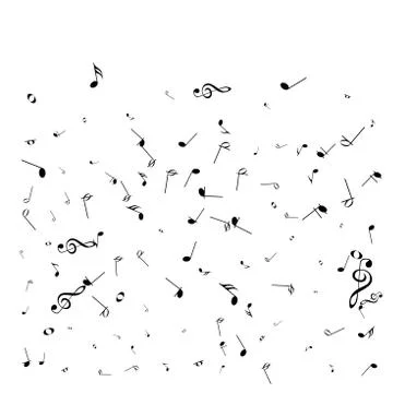 Music notes. Mensural musical notation. Black notes symbols.  Music staff. Stock Illustration