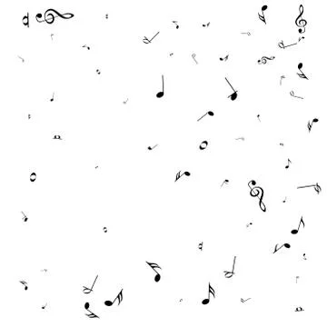 Music notes. Mensural musical notation. Black notes symbols.  Music staff. Stock Illustration