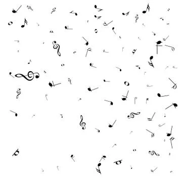 Music notes. Mensural musical notation. Black notes symbols.  Music staff. Stock-Illustration