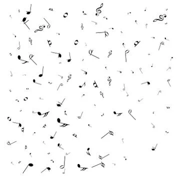 Music notes. Mensural musical notation. Black notes symbols.  Music staff. Stock Illustration