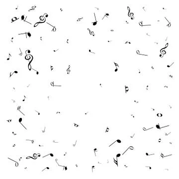 Music notes. Mensural musical notation. Black notes symbols.  Music staff. Stock Illustration