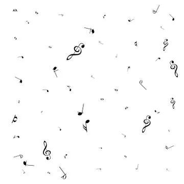 Music notes. Mensural musical notation. Black notes symbols.  Music staff. Stock-Illustration