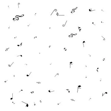 Music notes. Mensural musical notation. Black notes symbols.  Music staff. Stock-Illustration