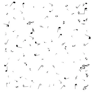 Music notes. Mensural musical notation. Black notes symbols.  Music staff. Stock-Illustration