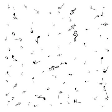 Music notes. Mensural musical notation. Black notes symbols.  Music staff. Stock Illustration