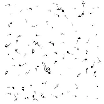 Music notes. Mensural musical notation. Black notes symbols.  Music staff. Stock-Illustration