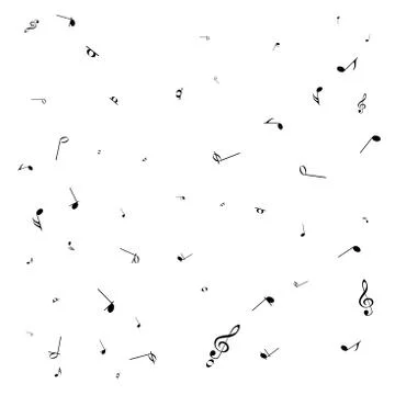 Music notes. Mensural musical notation. Black notes symbols.  Music staff. Stock-Illustration
