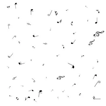 Music notes. Mensural musical notation. Black notes symbols.  Music staff. Stock Illustration