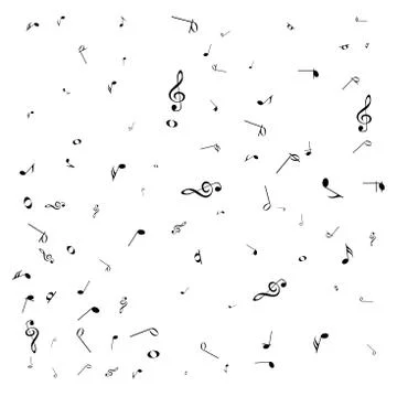 Music notes. Mensural musical notation. Black notes symbols.  Music staff. Stock Illustration