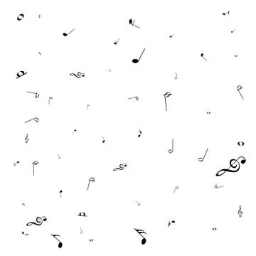 Music notes. Mensural musical notation. Black notes symbols.  Music staff. Stock-Illustration