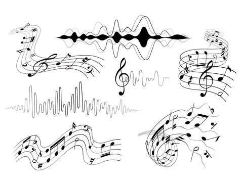 Music notes musical elements vector illustration on white background イラスト素材