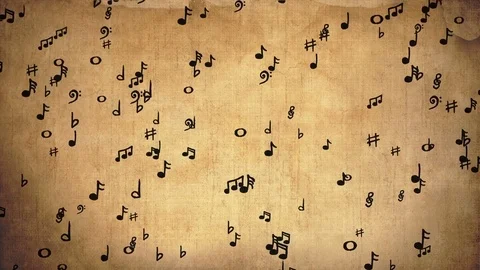 Music notes on an old paper. Stock Footage 77506634