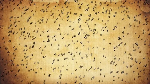 Music notes on an old paper. Stock Footage 77506666