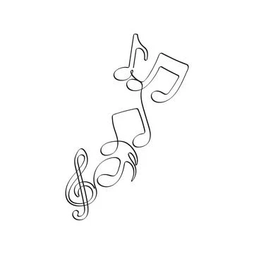 Music notes. One line art. Stock Illustration