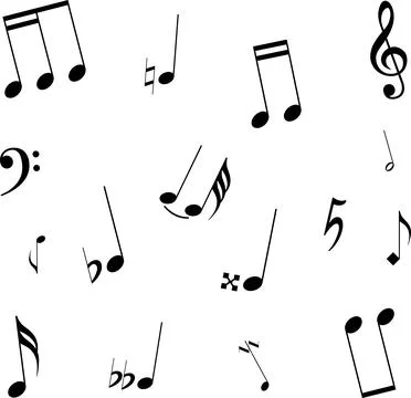 Music notes pattern, music symbols, notes, clefs and sharps Stock Illustration