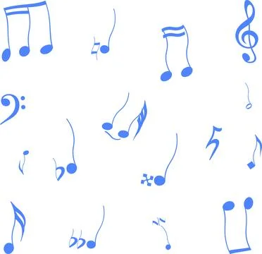 Music notes pattern, music symbols, notes, clefs and sharps Stock Illustration