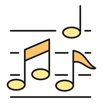 Music notes playing melody on stave icon Stock Illustration