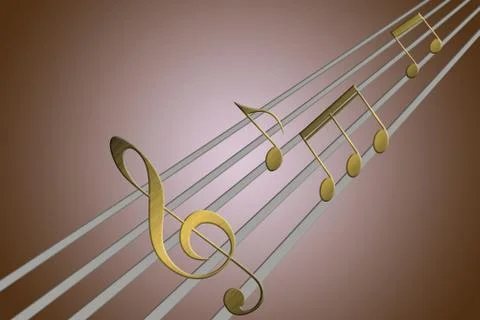 Music notes playing in some guitar strings Stock Illustration