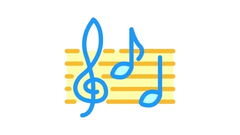 Music notes retro color icon animation Stock Footage 327268288