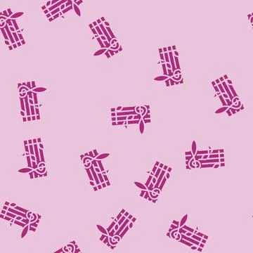 Music notes retro glyph vector seamless pattern Stock Illustration