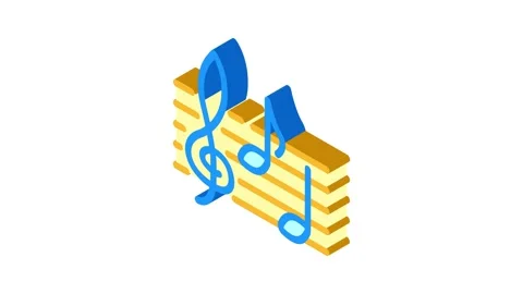 Music notes retro isometric icon animation Stock Footage 327291317