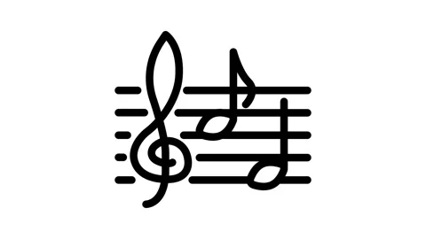 Music notes retro line icon animation Stock Footage 326761885