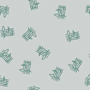 Music notes retro line vector seamless pattern Illustrazione stock