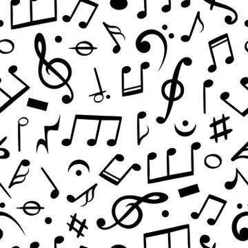 Music notes seamless. Musical note pattern textile wallpaper, melody art. Vector 스톡 일러스트