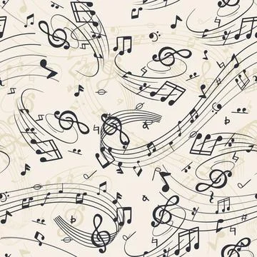 Music notes seamless pattern background 스톡 일러스트