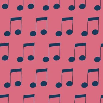 Music notes seamless pattern on pink background, musical note composition, ve Illustrazione stock