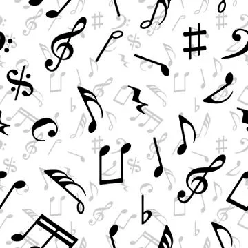 Music notes seamless pattern on white background. Vector illustration Illustrazione stock