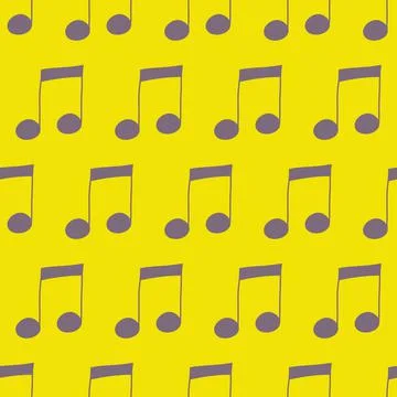 Music notes seamless pattern on yellow background, vector illustration for te Stock Illustration