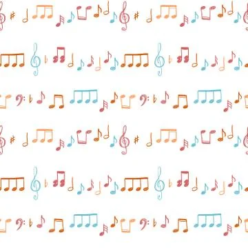 Music notes seamless vector background. Musical notation doodle texture. Illustrazione stock