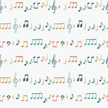 Music notes seamless vector background. Musical notation doodle texture. Illustrazione stock