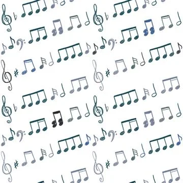Music notes seamless vector background. Musical notation doodle texture. Stock Illustration